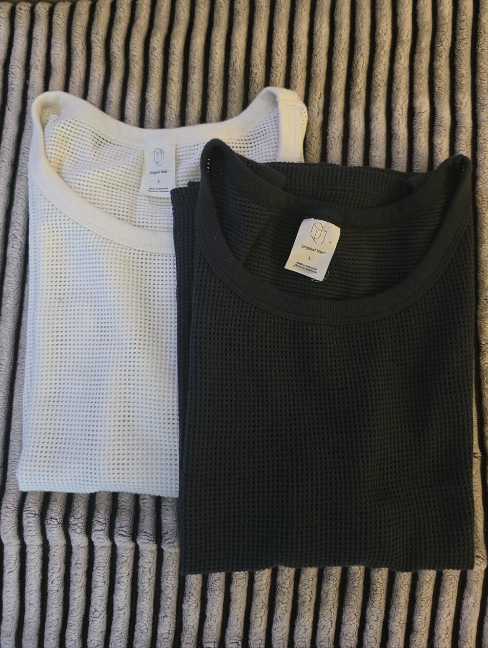 Original Use White & Dark Blue Waffle Knit/Mesh Tank Tops (2-Pack)